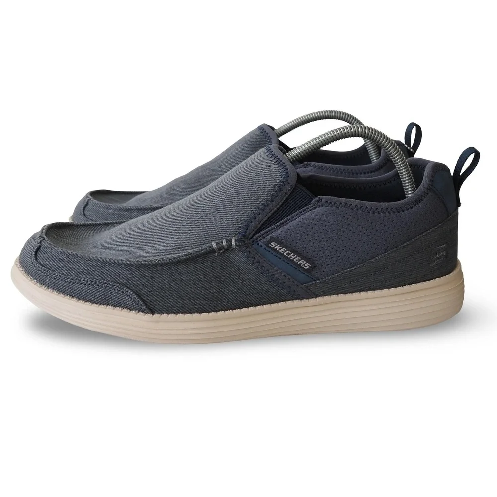 Skechers Delton Relaxed Fit Slip-on Loafers Mens 9 65751SA Navy Canvas Shoes